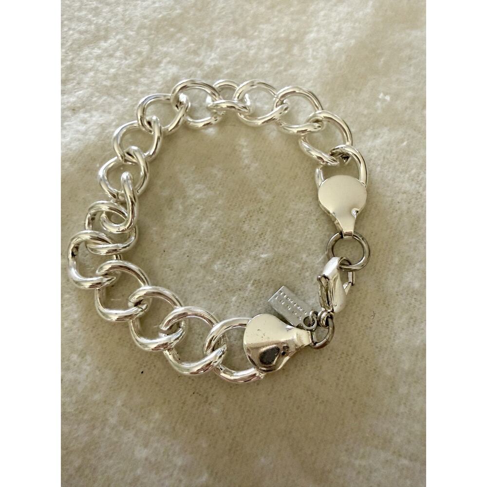 TOMMY HILFIGER BRACELET SILVER CHAIN BLACK WHITE RED LOGO